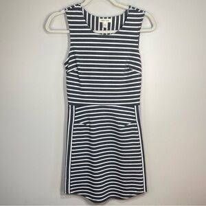 Anthropologie Silent + Noise Sleeveless Gray White Stripe Mini Dress Size Small